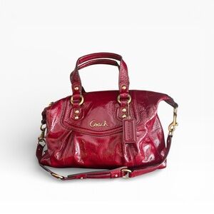 Coach Madison Lindsey Satchel 2012 Red burgundy Patent Leather Crossbody Bag
